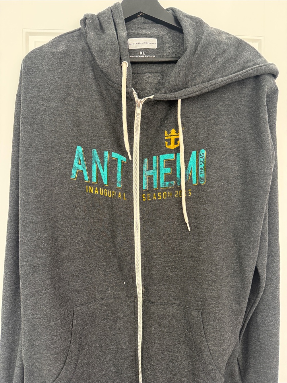 Royal Caribbean Anthem of the Seas Dark Gray Zip-Up Hoodie with Logo XL